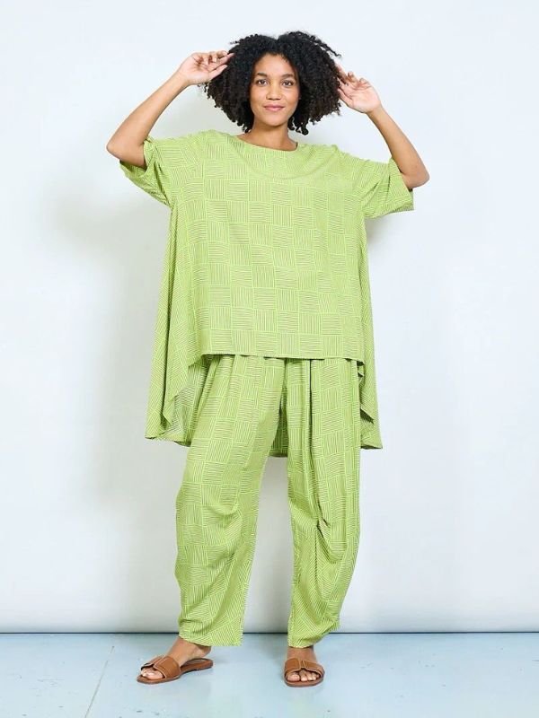 Striped square optical print oversized tunic and crotch trousers | Free size: 8-18 was €90 Now €60