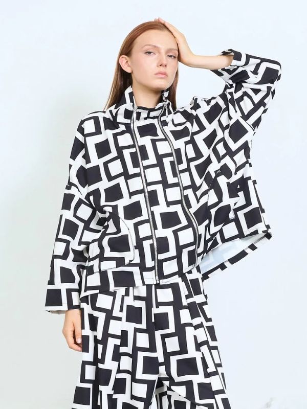 The Portofino Geometric Oversized Zip Jacket