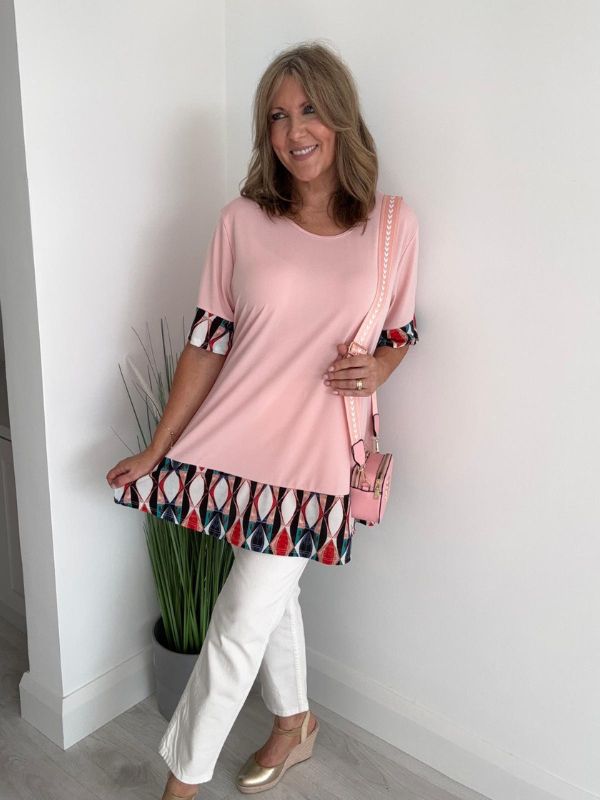 Tropical Hem Detail Tunic Top – Size 10–20