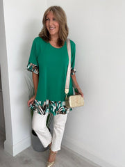 Tropical Hem Detail Tunic Top – Size 10–20