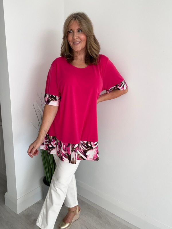 Tropical Hem Detail Tunic Top – Size 10–20