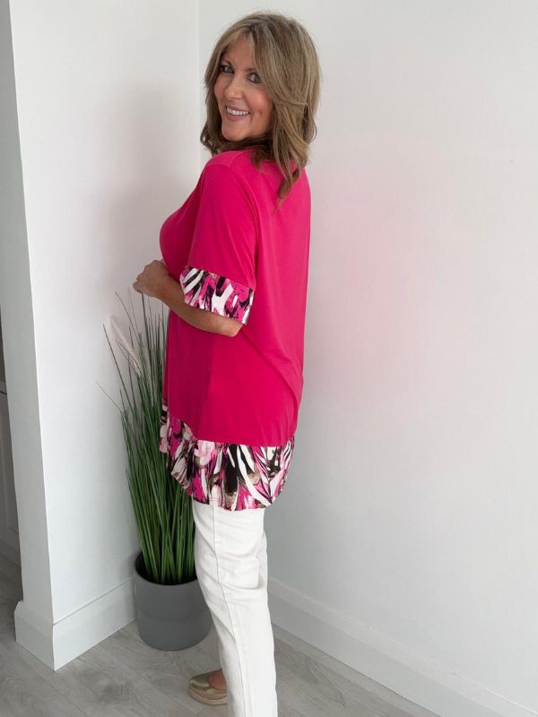 Tropical Hem Detail Tunic Top – Size 10–20