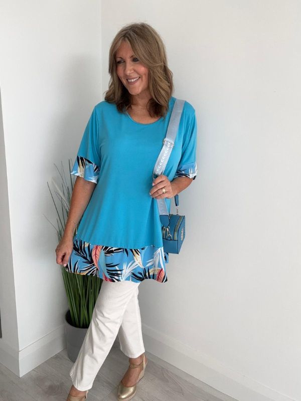 Tropical Hem Detail Tunic Top – Size 10–20