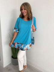 Tropical Hem Detail Tunic Top – Size 10–20