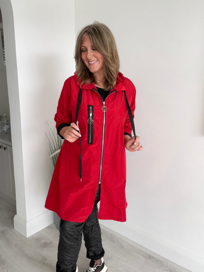 Classic rain mac coat, waterproof with a hood, designed for all-weather wear