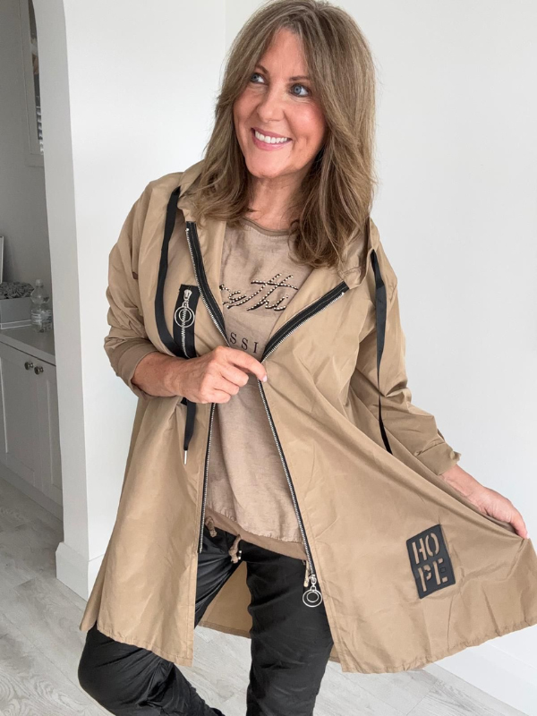 Classic rain mac coat, waterproof with a hood, designed for all-weather wear