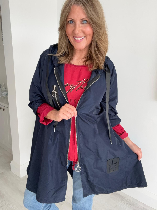 Classic rain mac coat, waterproof with a hood, designed for all-weather wear