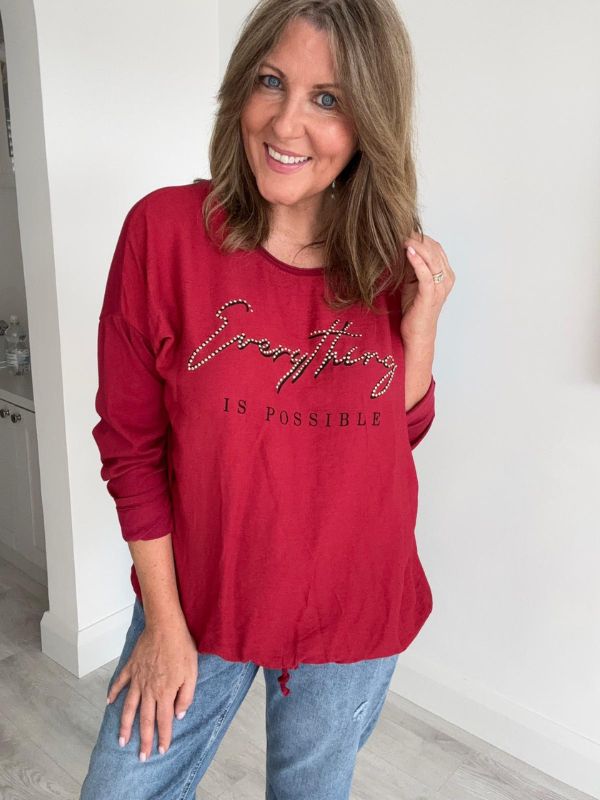 Everything Is Possible Graphic Top – Black (One Size 8–18)