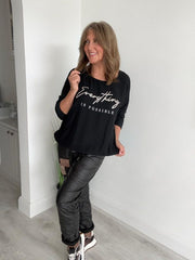 Everything Is Possible Graphic Top – Black (One Size 8–18)