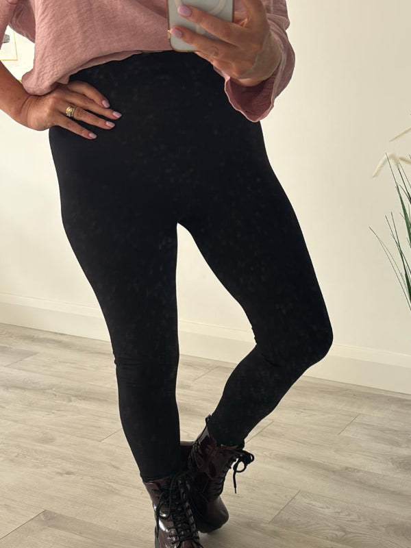 Fleece-Lined Seamless Leggings – Thick Waistband | Free Size (8–18)