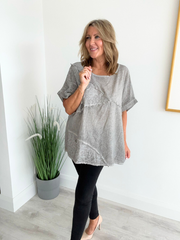Brushed Cotton Linen Embroidered Top – Relaxed Fit Tee (Free Size 8-18)