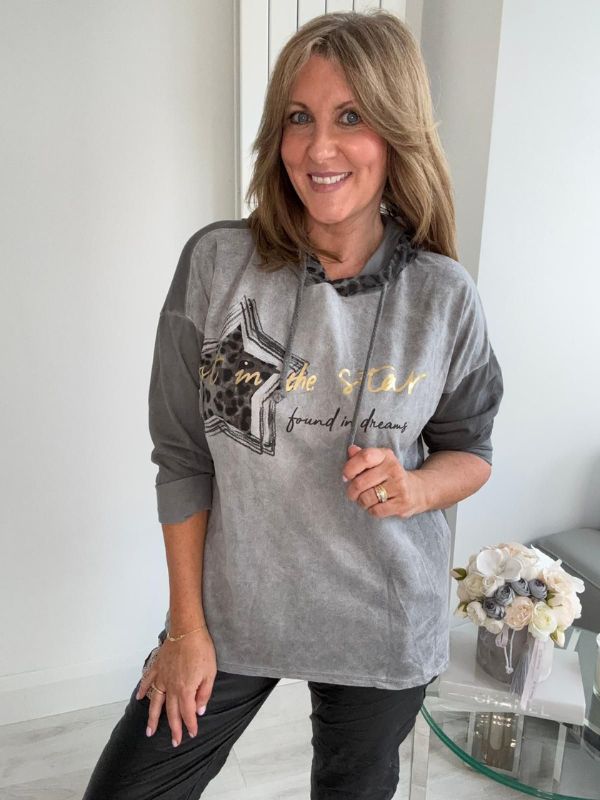 Star Leopard Print Hoodie – One Size (Fits 8-18)