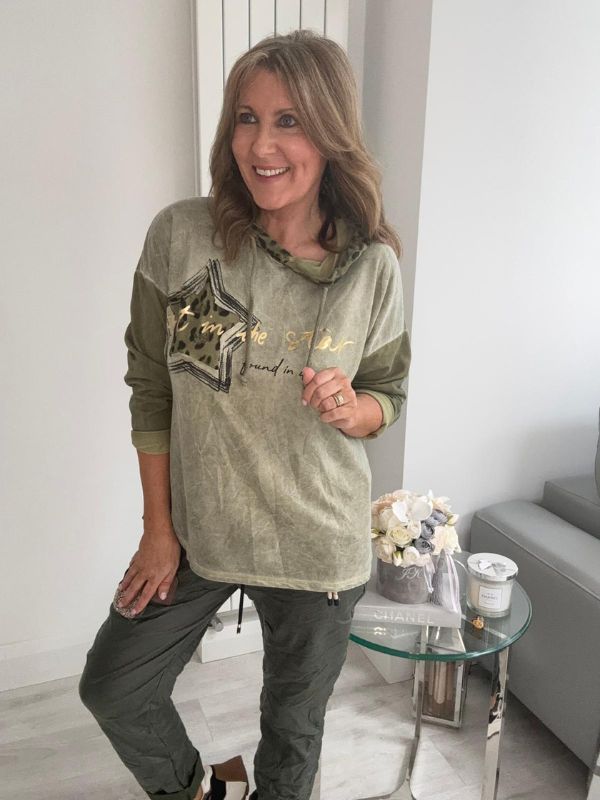 Star Leopard Print Hoodie – One Size (Fits 8-18)