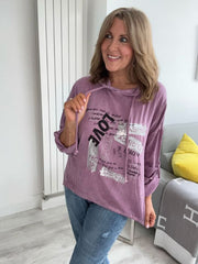 Text Print Hooded Tunic