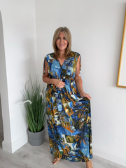 Long tropical print magic dress , one-size fit for spring and summer"