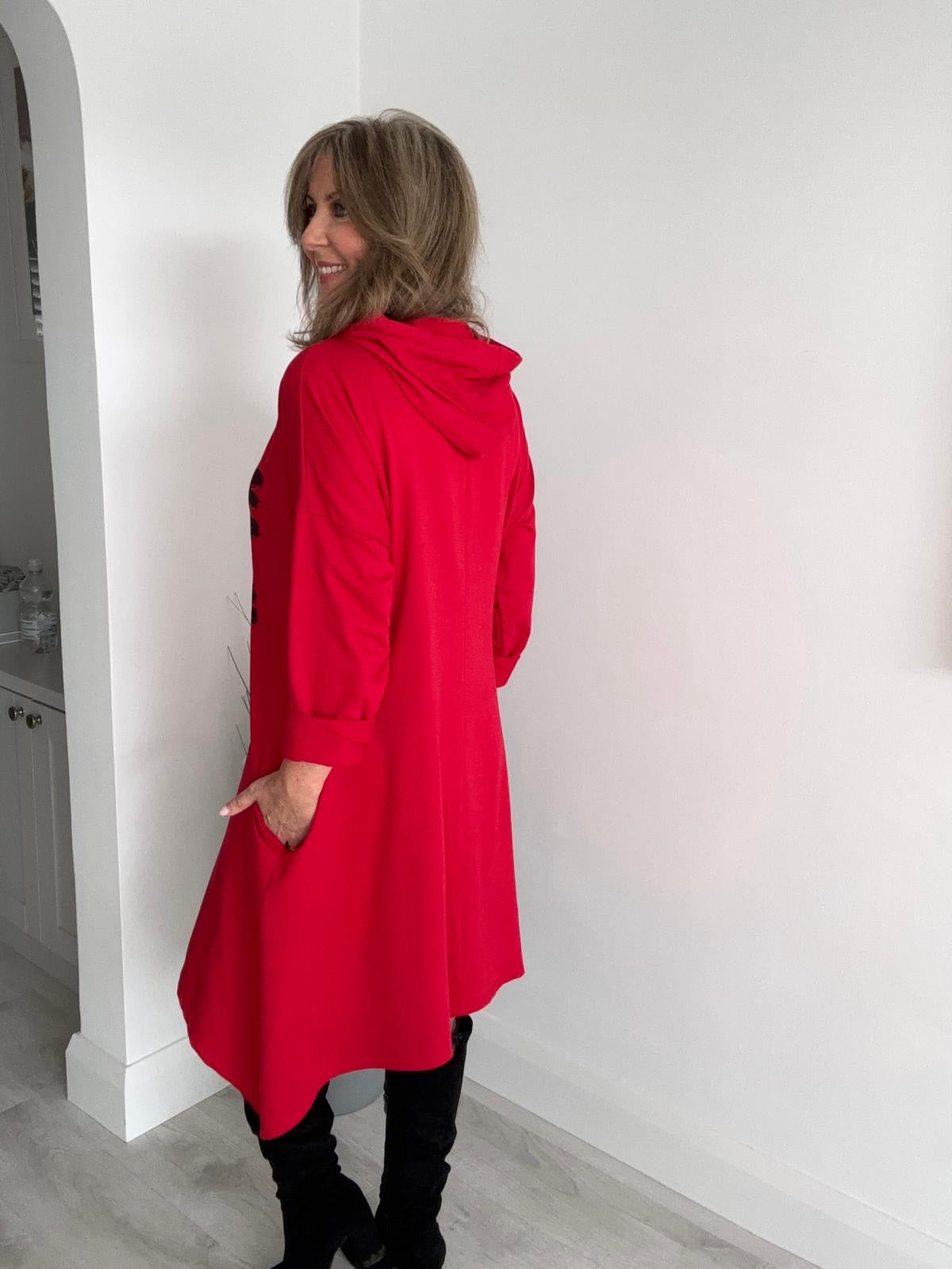 Oversized Hoodie Dress with “Smile” Print – Free Size (10-18)