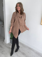 Ladies free-size tunic top with asymmetric hem